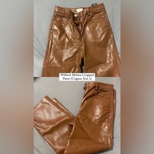Wilfred Melina Cropped Faux Leather Pants Sz 2 (Cognac)